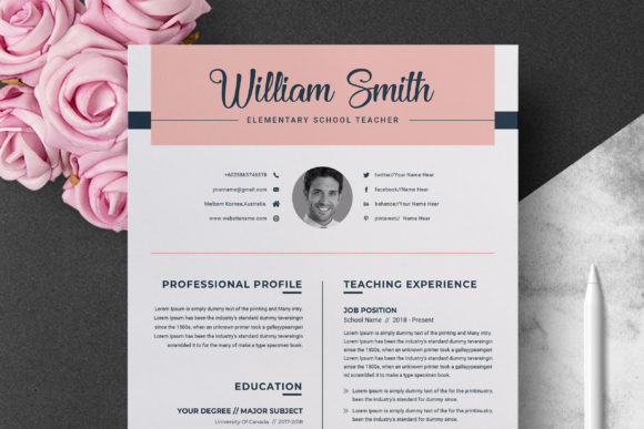 Teacher Resume Template for Word & Page